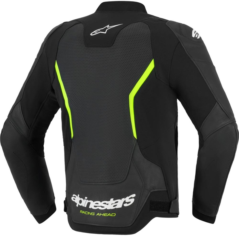 Geacă de piele pentru motocicletă Alpinestars GP Force V2 Airflow negru-galben fluo