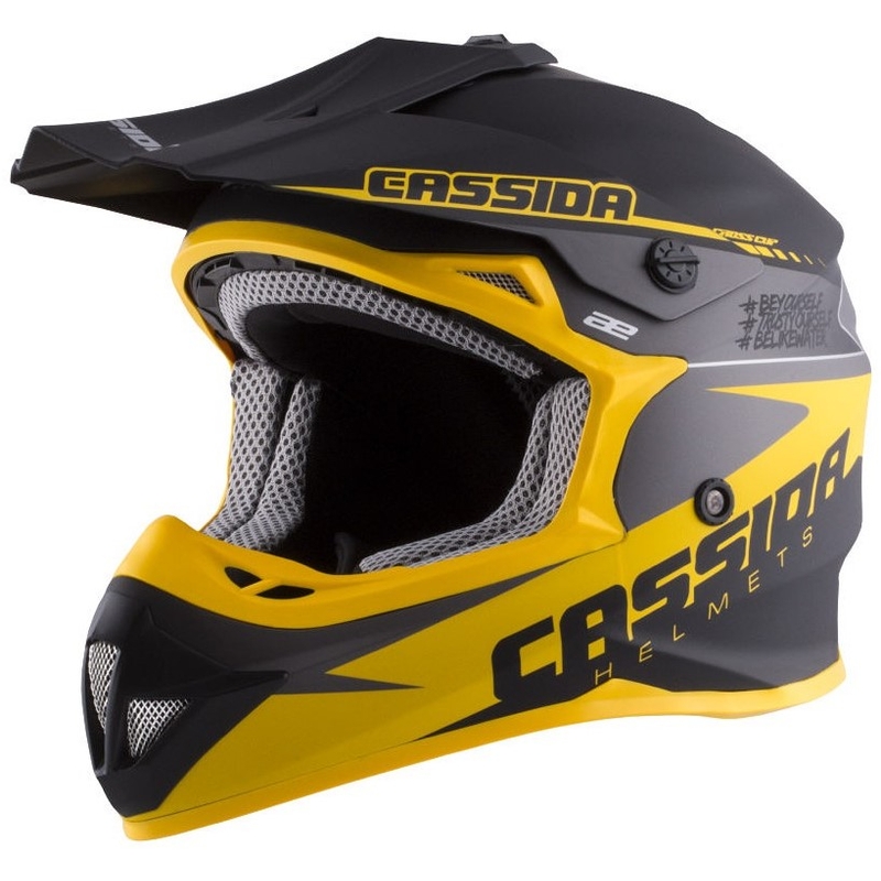 Cască de motocross pentru copii Cassida Libor Podmol negru-galben-gri