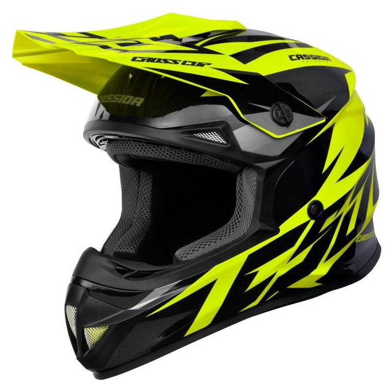 Casca de motocross pentru copii Cassida Cross Cup Two negru-gri-fluo galben