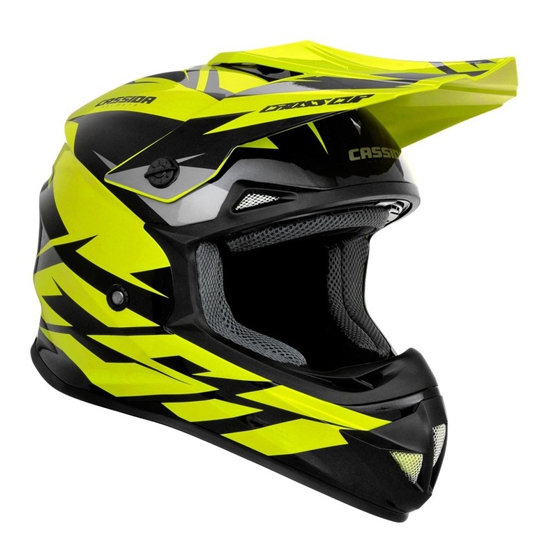 Casca de motocross pentru copii Cassida Cross Cup Two negru-gri-fluo galben