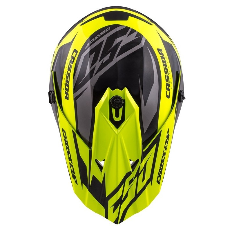 Casca de motocross pentru copii Cassida Cross Cup Two negru-gri-fluo galben