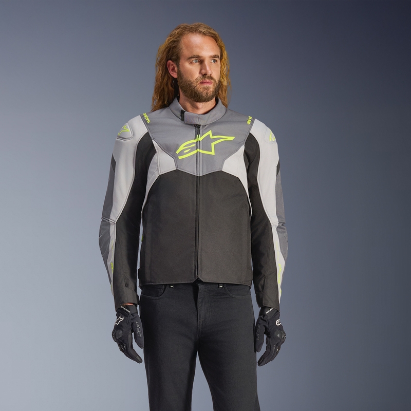 Jachetă Motocicletă Alpinestars T-JAWS V4 Impermeabilă Negru-Gri Deschis-Gri