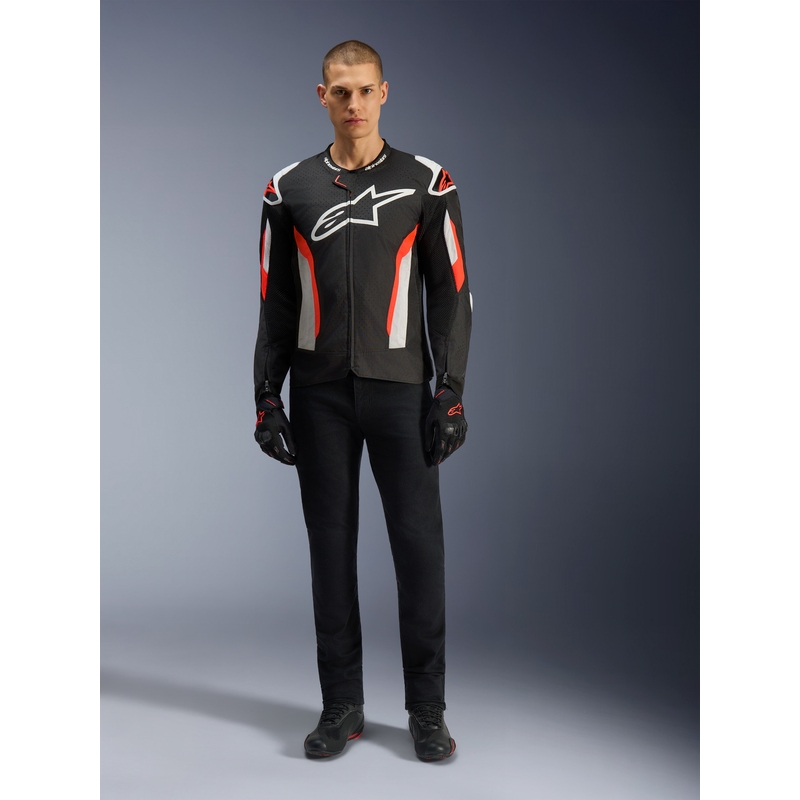 Geacă de motocicletă Alpinestars T-GP AIR negru-roșu fluo