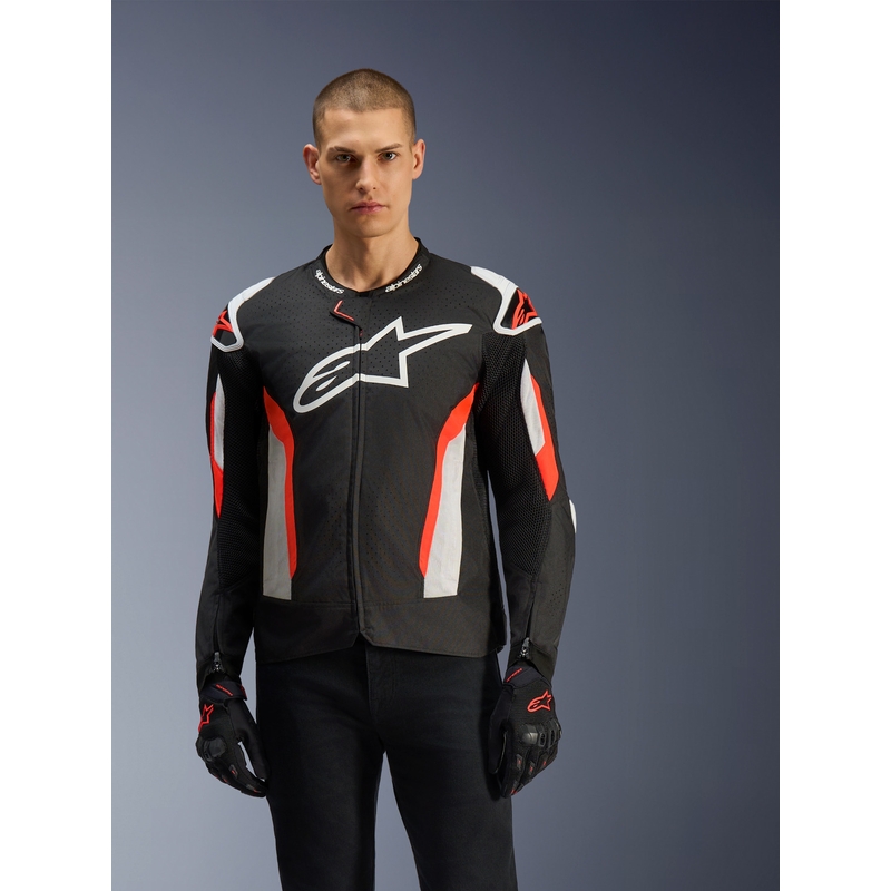 Geacă de motocicletă Alpinestars T-GP AIR negru-roșu fluo