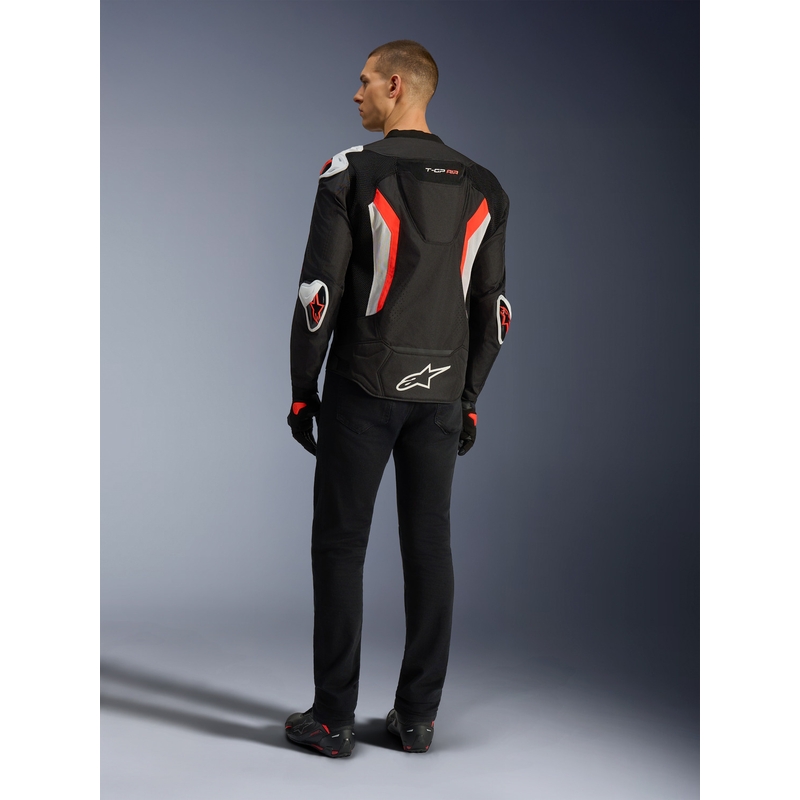 Geacă de motocicletă Alpinestars T-GP AIR negru-roșu fluo