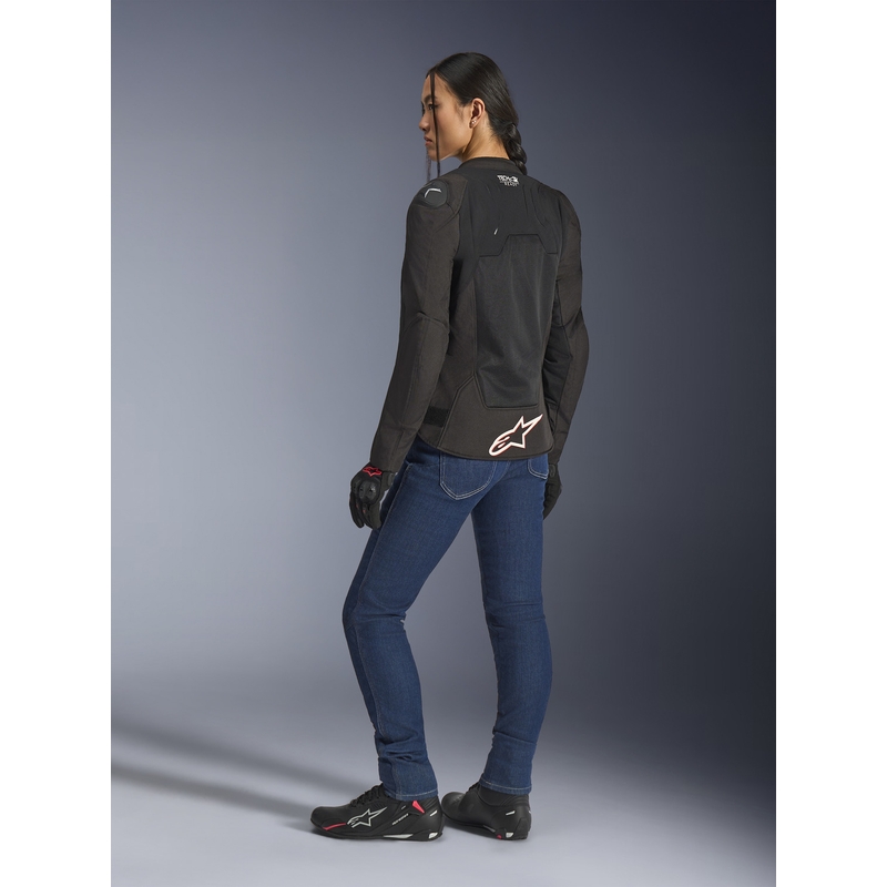 Geacă de motocicletă Alpinestars Stella SMX Air pentru femei negru-alb-roșu fluo