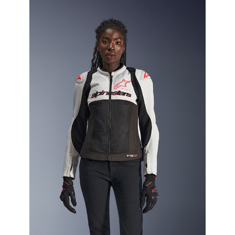 Geacă de motocicletă Alpinestars Stella SMX Air pentru femei gri deschis-negru-roz
