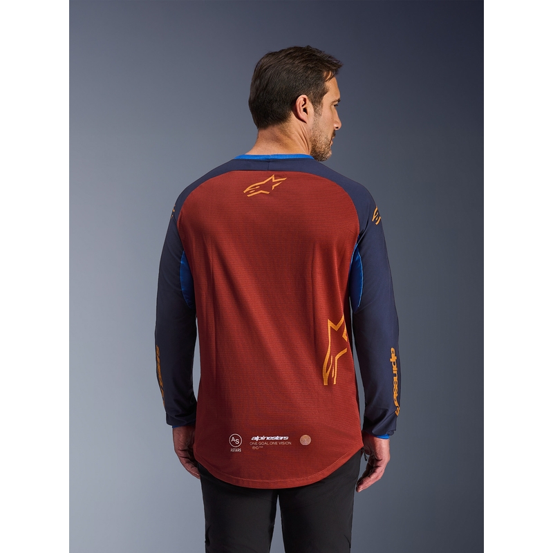 Tricou motocross Alpinestars Maxdura Dual portocaliu-albastru închis