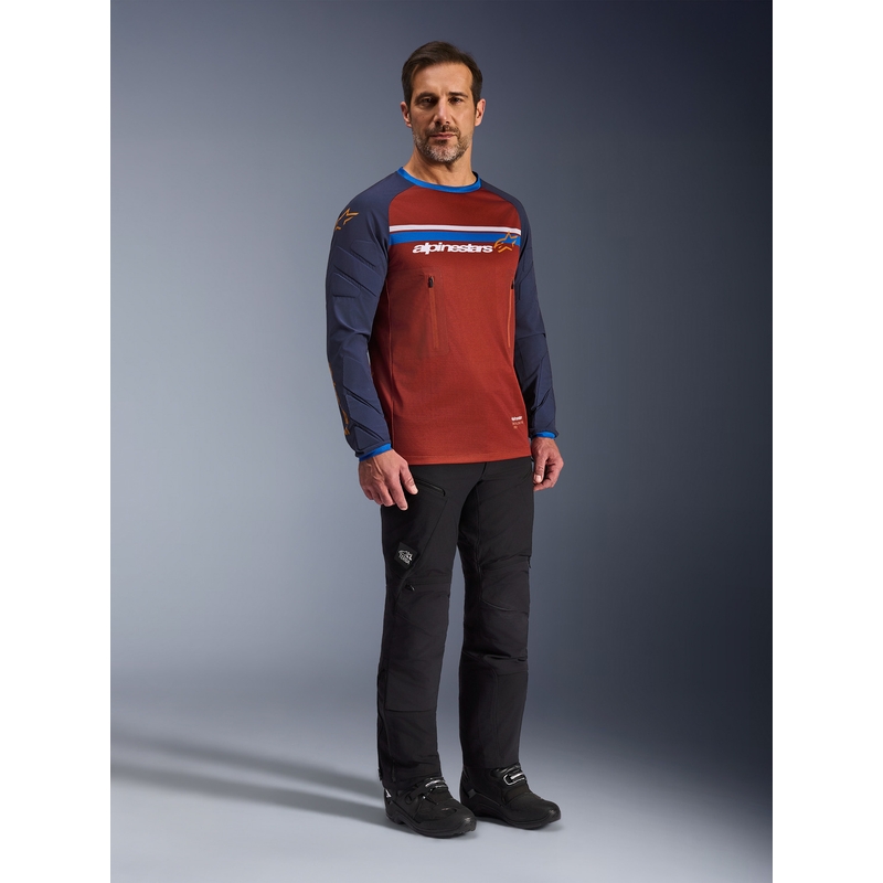 Tricou motocross Alpinestars Maxdura Dual portocaliu-albastru închis