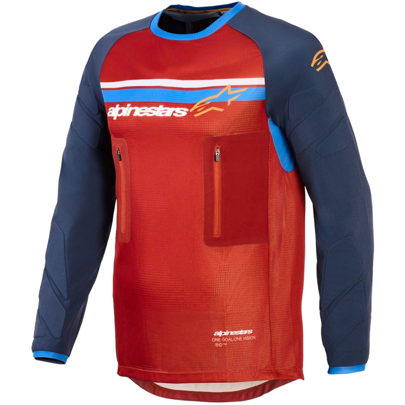 Tricou motocross Alpinestars Maxdura Dual portocaliu-albastru închis