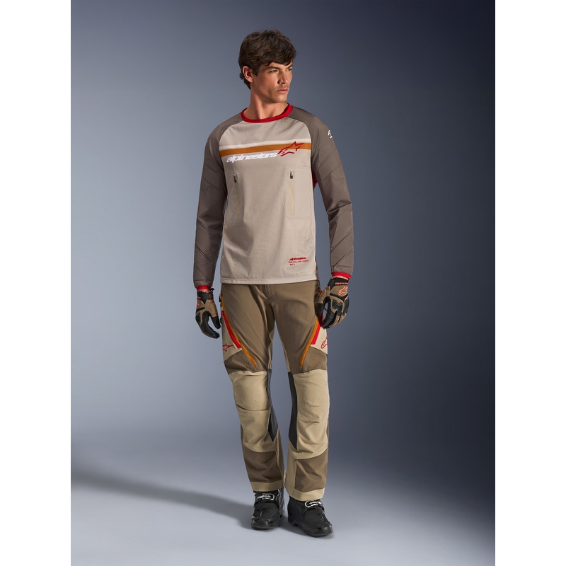 Tricou motocross Alpinestars Maxdura Dual maro-portocaliu