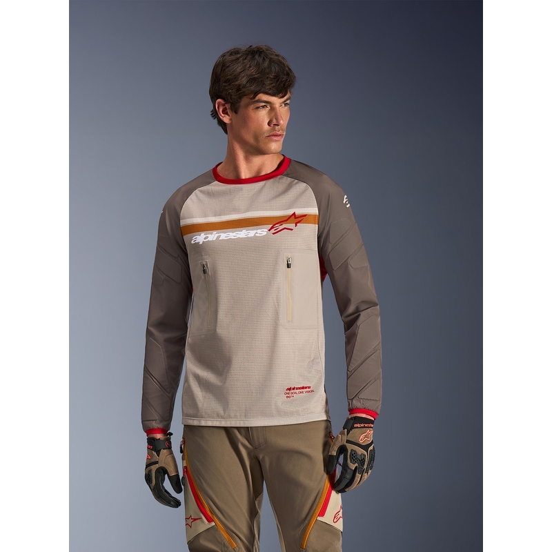 Tricou motocross Alpinestars Maxdura Dual maro-portocaliu