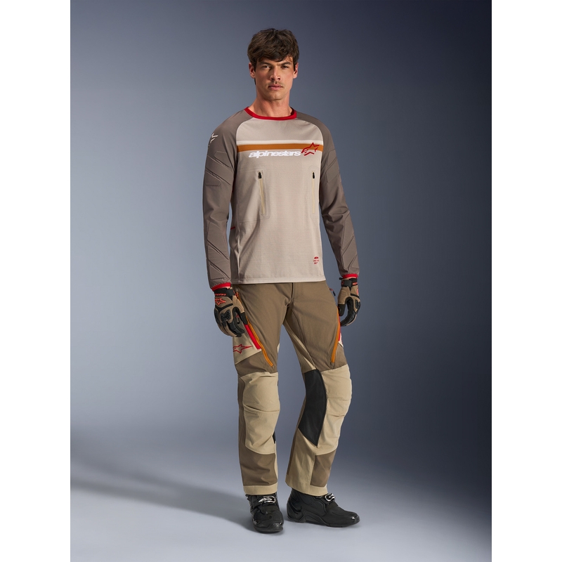 Tricou motocross Alpinestars Maxdura Dual maro-portocaliu