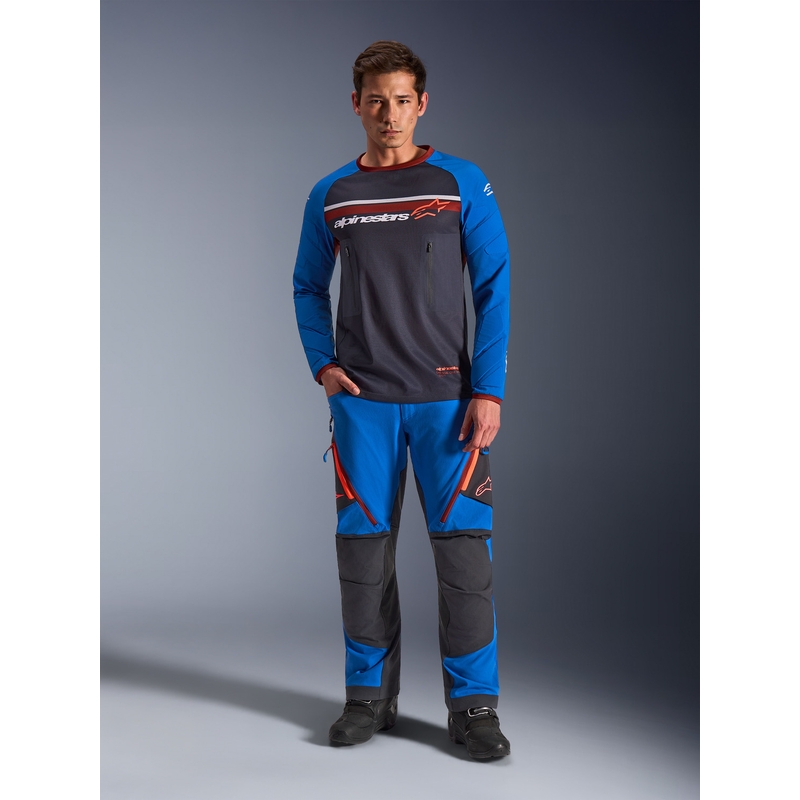 Tricou motocross Alpinestars Maxdura Dual gri închis-albastru-portocaliu