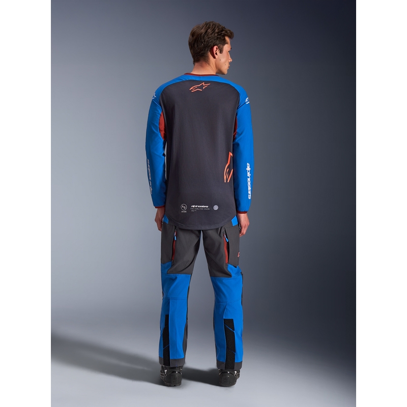 Tricou motocross Alpinestars Maxdura Dual gri închis-albastru-portocaliu
