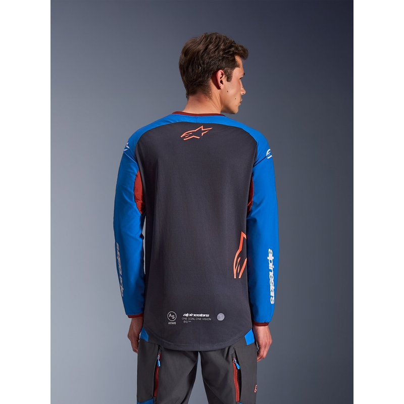 Tricou motocross Alpinestars Maxdura Dual gri închis-albastru-portocaliu