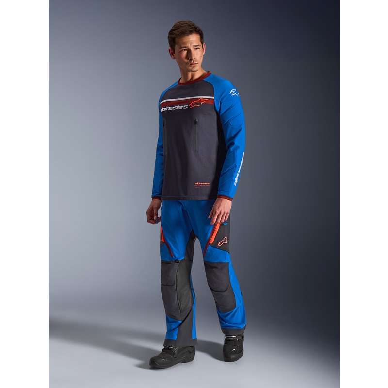 Tricou motocross Alpinestars Maxdura Dual gri închis-albastru-portocaliu