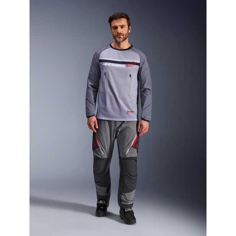 Tricou motocross Alpinestars Maxdura Dual gri deschis-gri închis-portocaliu