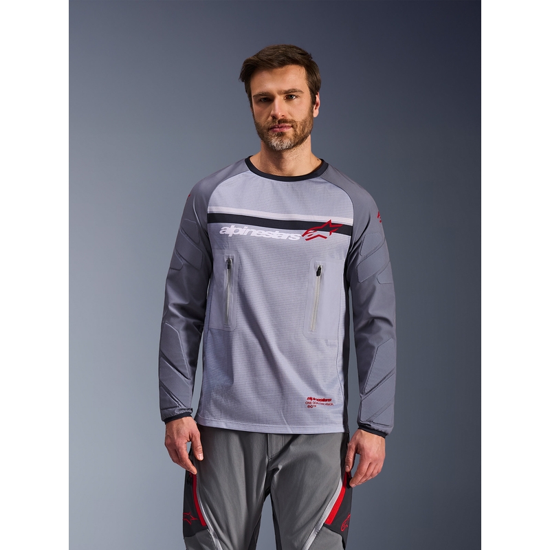 Tricou motocross Alpinestars Maxdura Dual gri deschis-gri închis-portocaliu