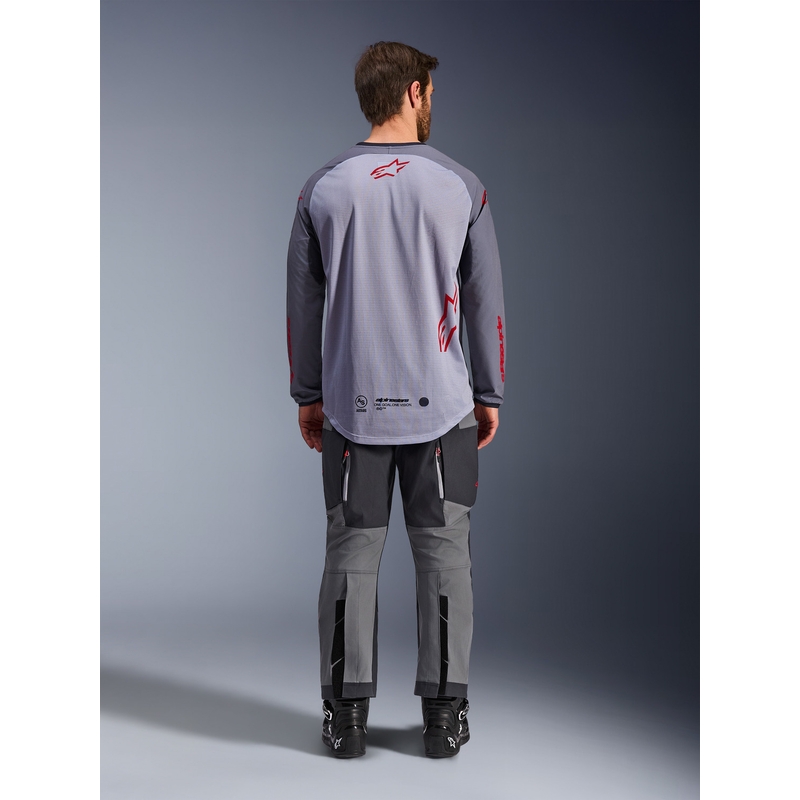 Tricou motocross Alpinestars Maxdura Dual gri deschis-gri închis-portocaliu