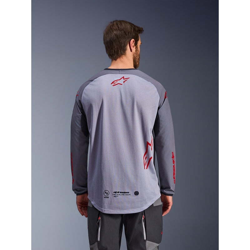 Tricou motocross Alpinestars Maxdura Dual gri deschis-gri închis-portocaliu