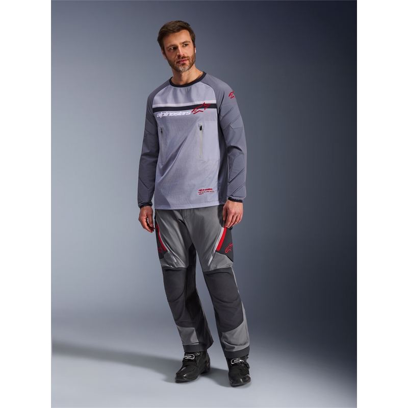 Tricou motocross Alpinestars Maxdura Dual gri deschis-gri închis-portocaliu