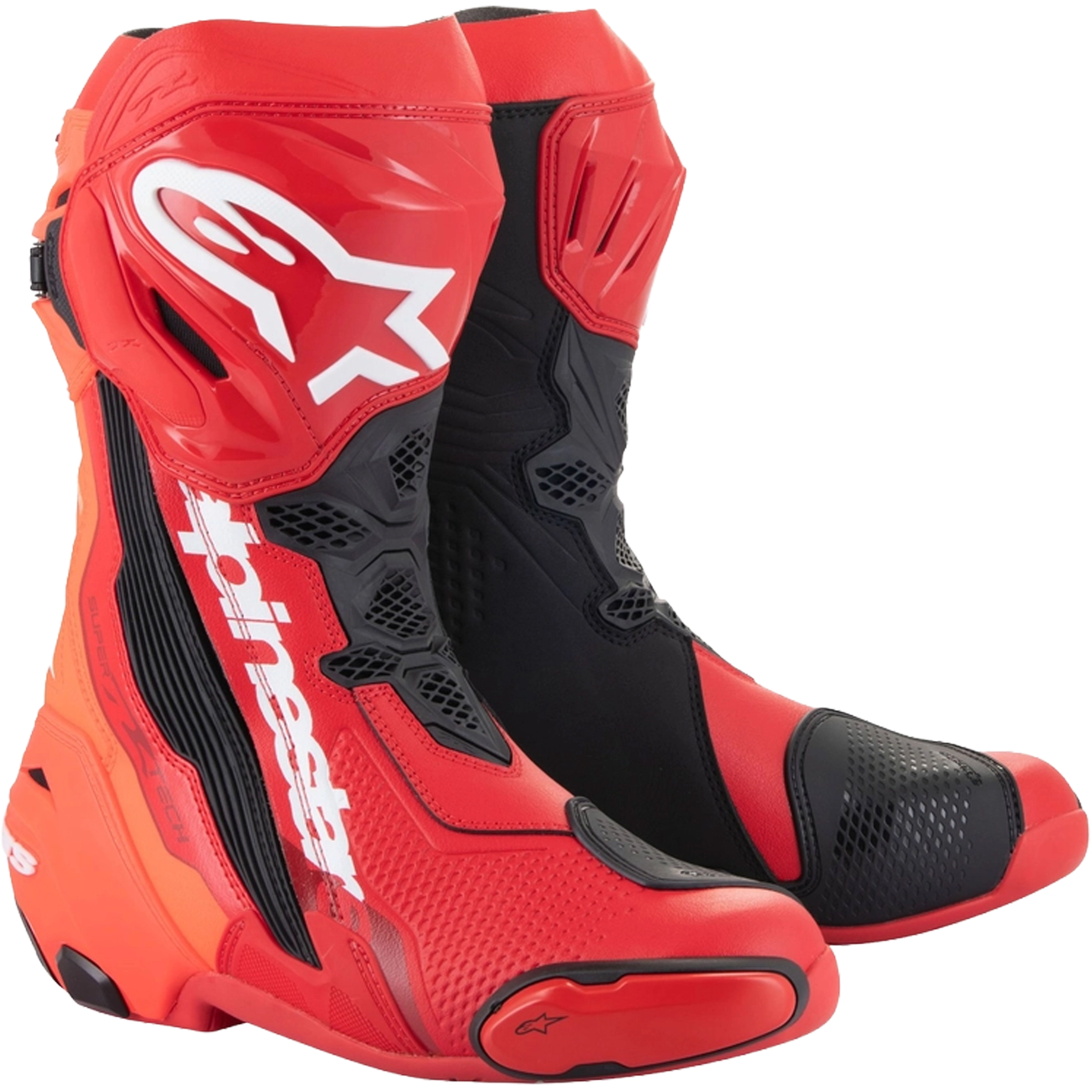 Cizme moto Alpinestars Supertech R rosu-rosu fluo | Motozem.ro