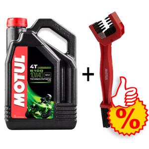 Set 5100 Ester 10W-40 4 l + perie Motul pentru curățarea lanțului