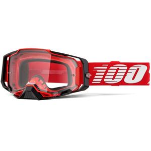 Ochelari motocross 100% Armega roșii cu plexiglas transparent