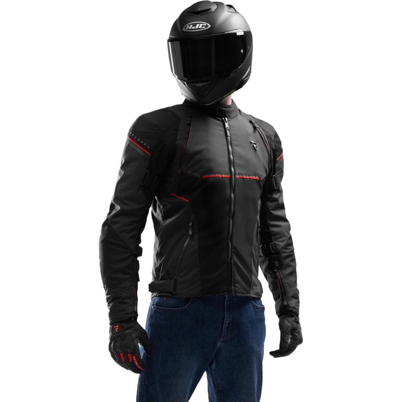 Geacă de motocicletă Rebelhorn Swift negru-gri închis-roșu