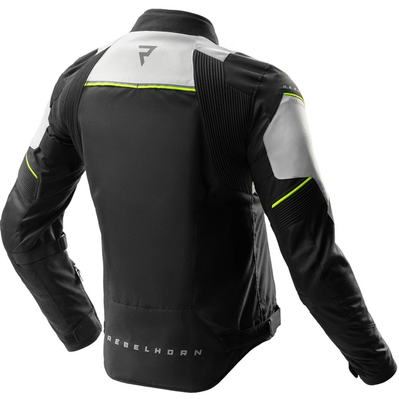Geacă de motocicletă Rebelhorn Swift gri deschis-galben fluo