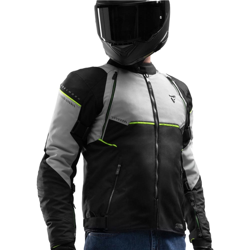 Geacă de motocicletă Rebelhorn Swift gri deschis-galben fluo