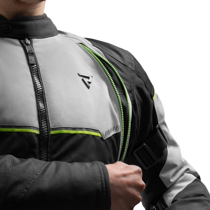 Geacă de motocicletă Rebelhorn Swift gri deschis-galben fluo