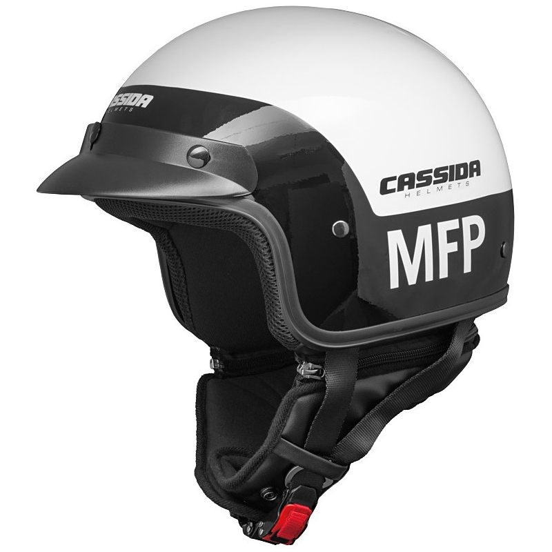 Cască de motocicletă deschisă Cassida Police MFP negru și alb