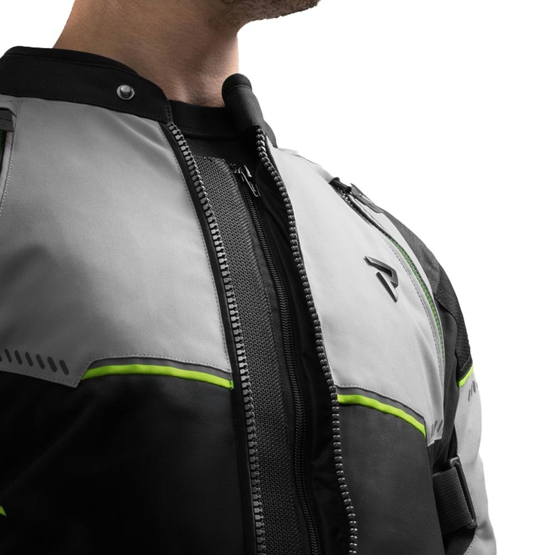Geacă de motocicletă Rebelhorn Swift gri deschis-galben fluo