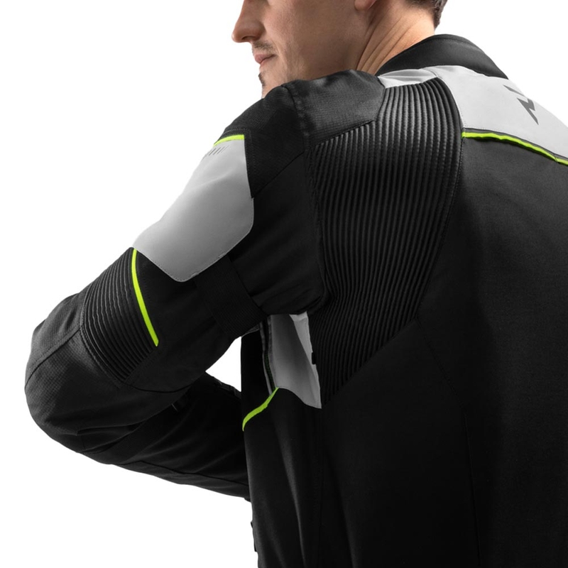 Geacă de motocicletă Rebelhorn Swift gri deschis-galben fluo