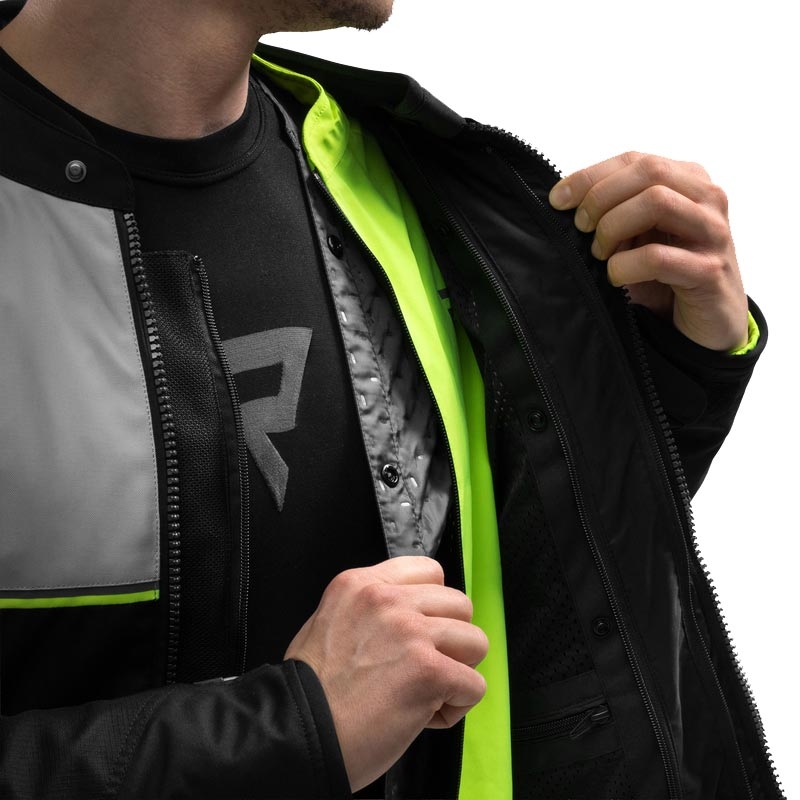 Geacă de motocicletă Rebelhorn Swift gri deschis-galben fluo