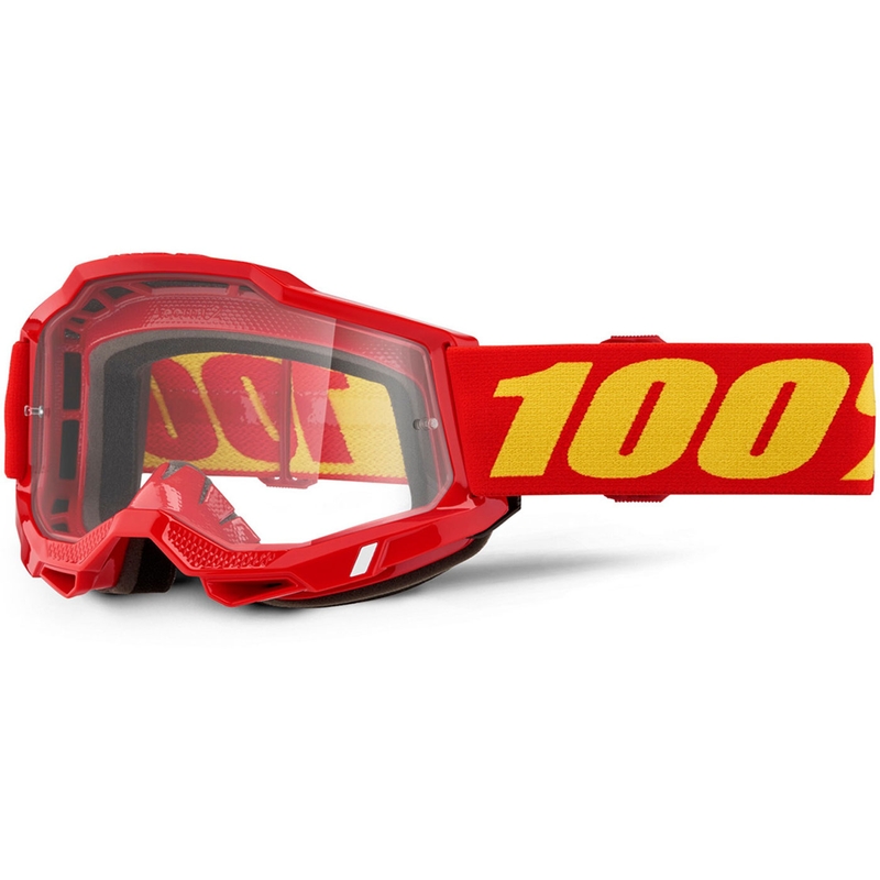 Ochelari motocross 100% ACCURI 2 OTG roșii cu plexiglas transparent