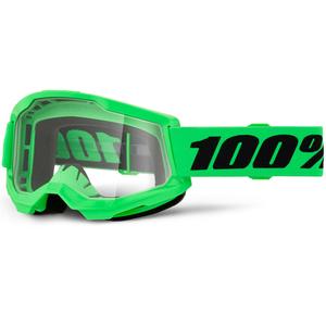 Ochelari motocross 100% STRATA 2 NEW verde fluo cu plexiglas transparent