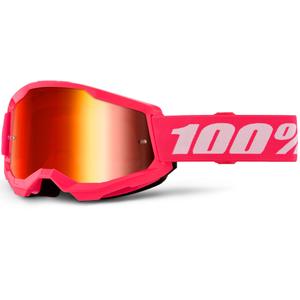 Ochelari motocross 100% STRATA 2 NOU roz cu plexiglas roșu