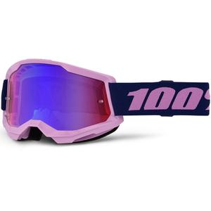Ochelari motocross 100% STRATA 2 NOU violet cu plexiglas roșu-albastru