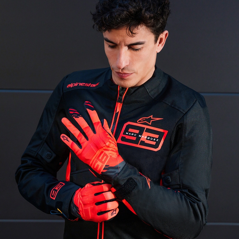 Mănuși Motocicletă Alpinestars Reef V2 MM93 Colecția Fluo Roșu-Roșu-Negru