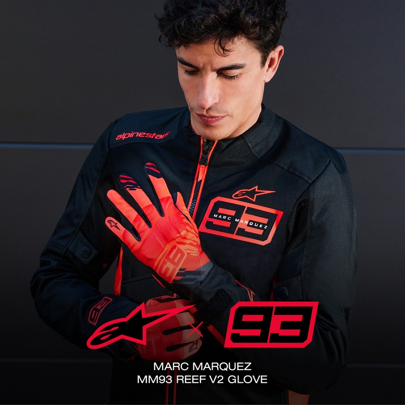 Mănuși Motocicletă Alpinestars Reef V2 MM93 Colecția Fluo Roșu-Roșu-Negru