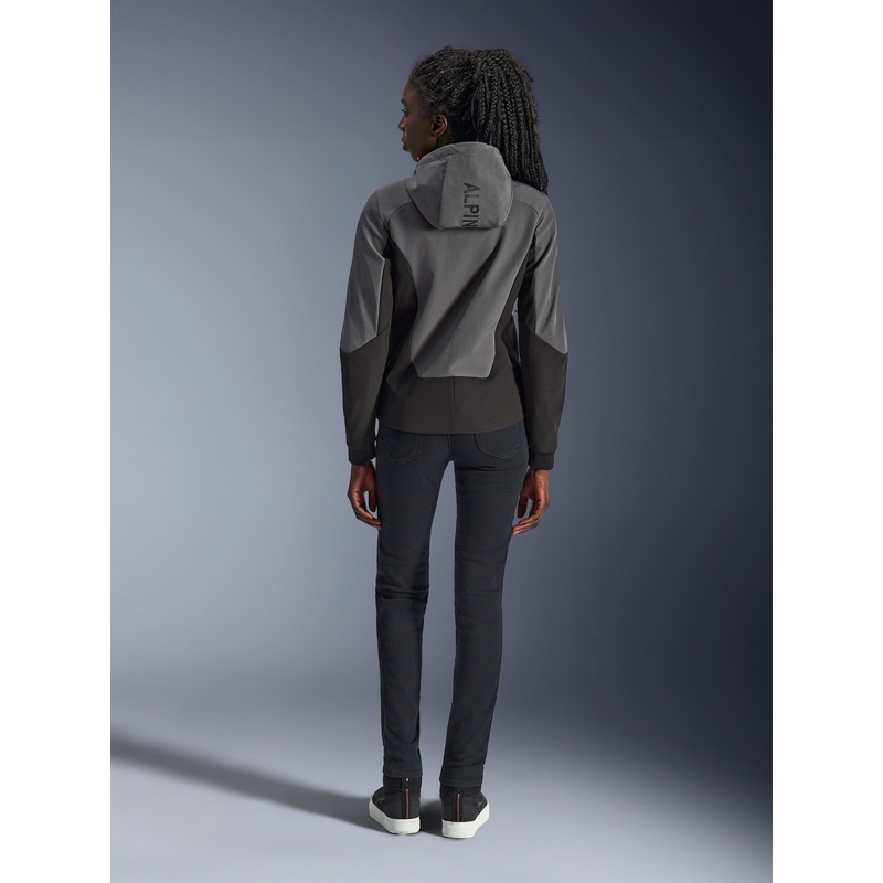 Geacă de motocicletă Alpinestars Stella Radium Tech Hoodie pentru femei gri închis-negru-roz