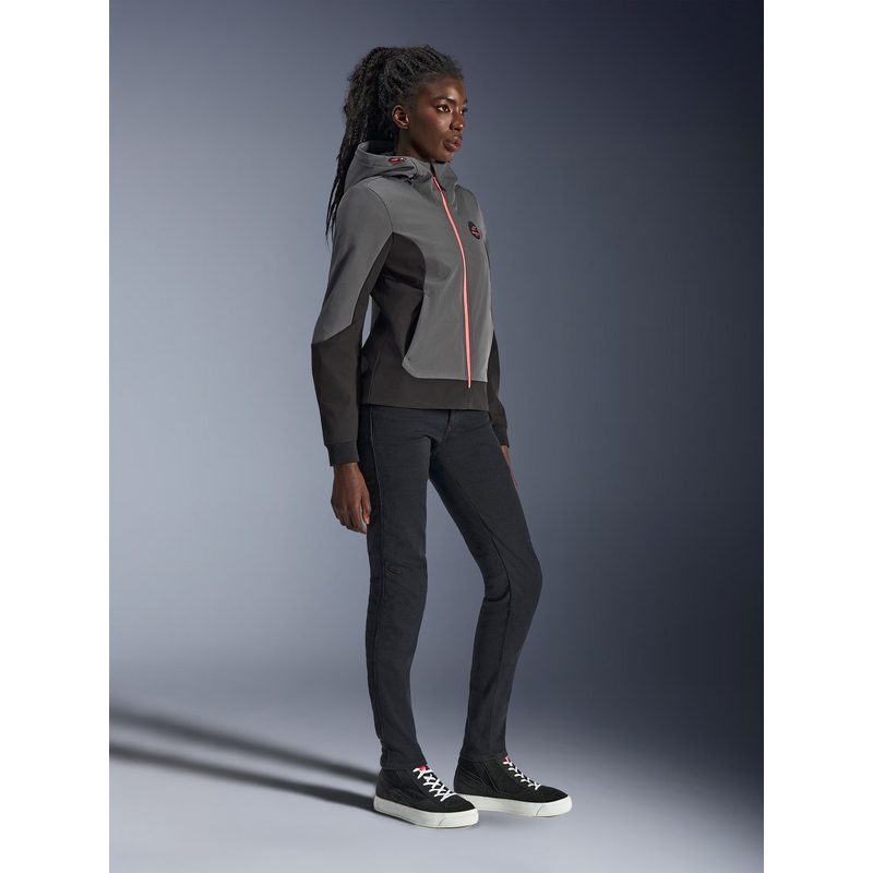 Geacă de motocicletă Alpinestars Stella Radium Tech Hoodie pentru femei gri închis-negru-roz