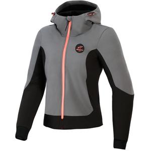 Geacă de motocicletă Alpinestars Stella Radium Tech Hoodie pentru femei gri închis-negru-roz