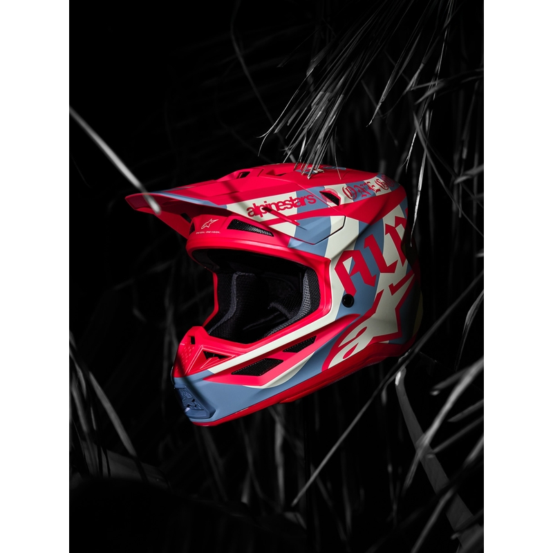 Cască motocross Alpinestars Supertech S-M7 ediție limitată Beast Coast gri-negru-portocaliu
