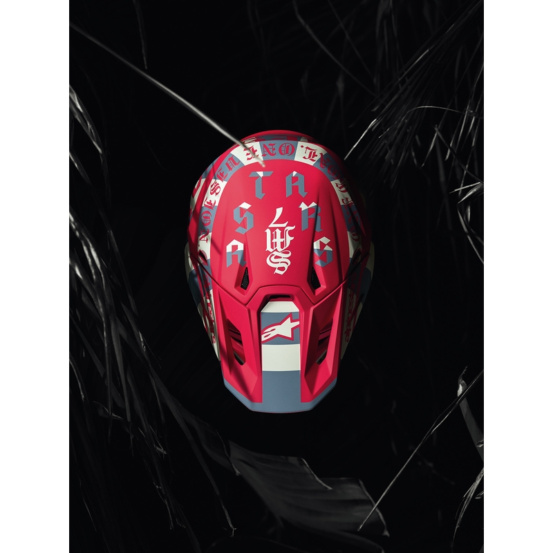 Cască motocross Alpinestars Supertech S-M7 ediție limitată Beast Coast gri-negru-portocaliu