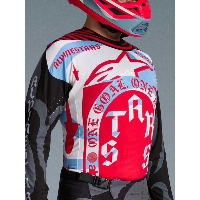 Tricou motocross Alpinestars Techstar ediție limitată Beast Coast gri-negru-portocaliu
