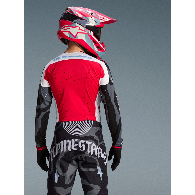 Tricou motocross Alpinestars Techstar ediție limitată Beast Coast gri-negru-portocaliu